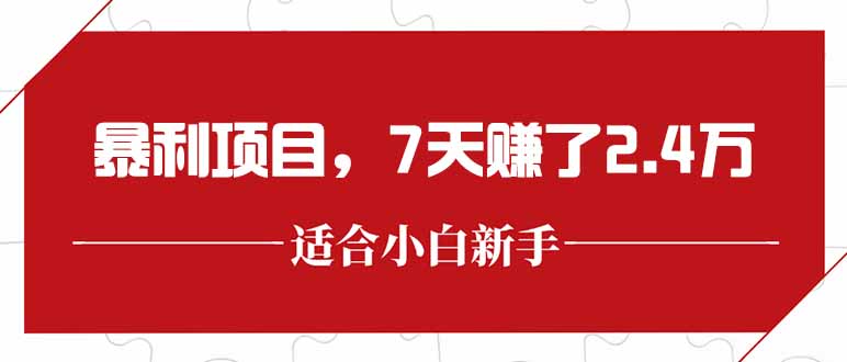 最新暴利项目，每单收益轻松在300以上，7天赚了2.4万-柒浠资源网
