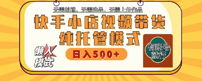 快手小店托管代运营，无需剪辑，无需选品，无需上传作品，全程无需操作，轻松月入5k+【揭秘】-柒浠资源网