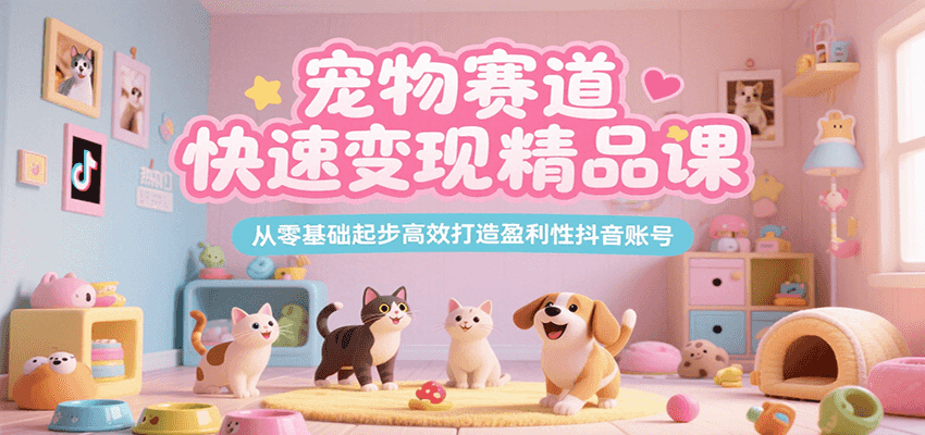 宠物赛道快速变现精品课，从零基础起步高效打造盈利性抖音账号-柒浠资源网