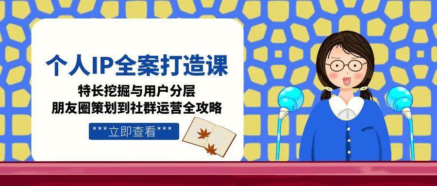个人IP全案打造课，特长挖掘与用户分层，朋友圈策划到社群运营全攻略-柒浠资源网