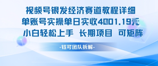 视频号银发经济赛道单账号实操单日实收1k+，小白轻松上手长期项目-柒浠资源网