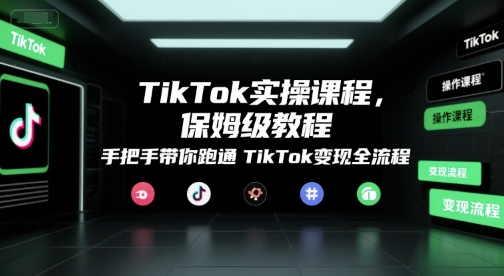 TikTok实操课程，保姆级教程，手把手带你跑通TikTok变现全流程-柒浠资源网