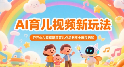 AI育儿视频新玩法，穷开心AI改编唱歌育儿作品制作全流程拆解-柒浠资源网