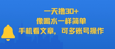 一天撸30+，像喝水一样简单，手机看文章，可多账号操作-柒浠资源网