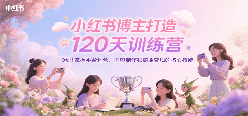 小红书博主打造120天训练营，0到1掌握平台运营、内容制作和商业变现-柒浠资源网