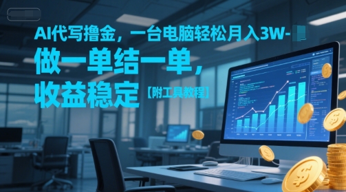 AI代写撸金，一台电脑轻松月入1-3W，做一单结一单，收益稳定【附工具教程】-柒浠资源网