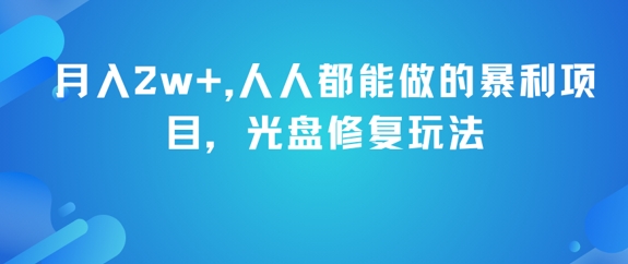 月入2w+，人人都能做的暴利项目，光盘修复玩法-柒浠资源网