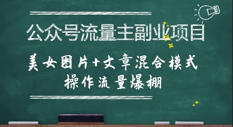 公众号流量主副业项目，美女图片+文章混合模式操作流量爆棚-柒浠资源网