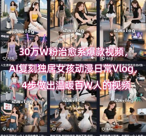 30万W粉治愈系爆款视频，AI复刻独居女孩动漫日常Vlog，4步做出温暖百W人的视频-柒浠资源网