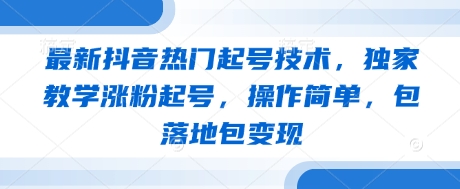 最新抖音热门起号技术，独家教学涨粉起号，操作简单，包落地包变现-柒浠资源网