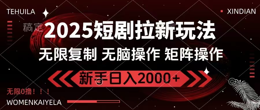 2025短剧拉新玩法，无需注册登录，无限0撸，无脑批量操作日入2000+-柒浠资源网