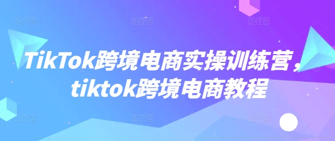 TikTok跨境电商实操训练营,tiktok跨境电商教程-柒浠资源网