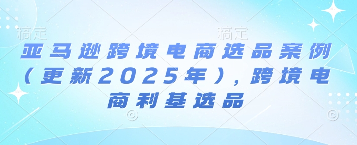 亚马逊跨境电商选品案例(更新2025年3月)，跨境电商利基选品-柒浠资源网