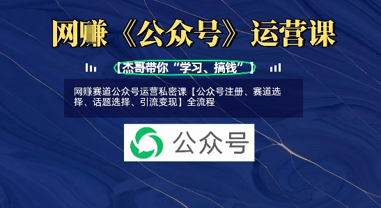 网创赛道公众号运营私密课【公众号注册、赛道选择、话题选择、引流变现】全流程-柒浠资源网