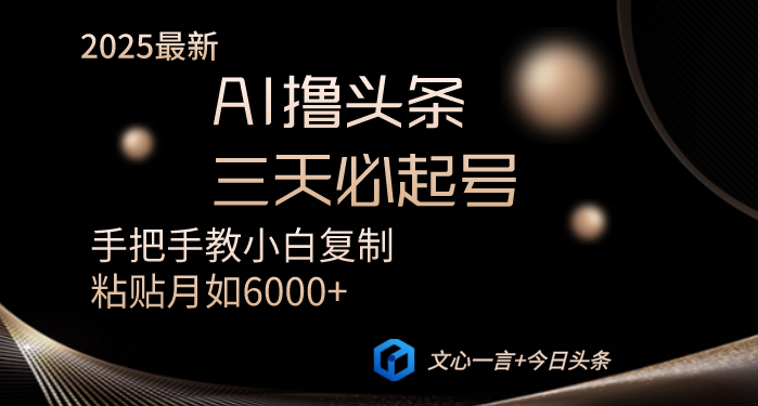 AI撸头条三天必起号手把手教小白复制粘贴月入6000+教程-柒浠资源网