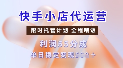 快手小店代运营，限时托管计划，收益55分，单日稳定变现多张【揭秘】-柒浠资源网