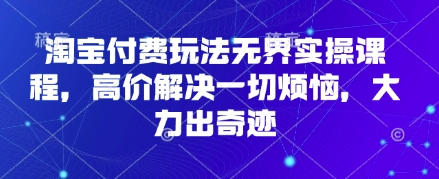 淘宝付费玩法无界实操课程，高价解决一切烦恼，大力出奇迹-柒浠资源网