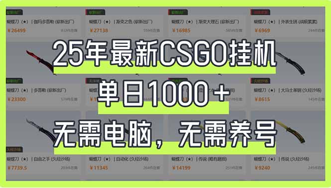25年最新CSGO挂机系统，单日1000+，无需电脑，无需养号，0基础可上手-柒浠资源网