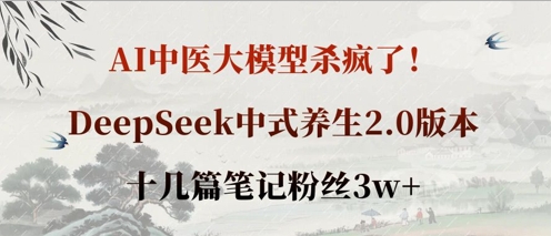 AI中医大模型杀疯了！DeepSeek中式养生2.0版本，十几篇笔记粉丝3w+-柒浠资源网