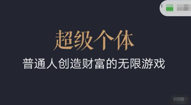 超级个体2024-2025翻盘指南，普通人创造财富的无限游戏-柒浠资源网