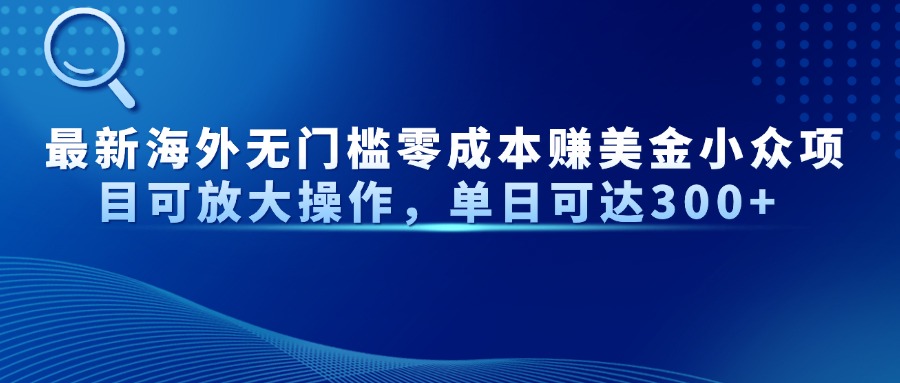 最新海外无门槛零成本赚美金小众项目可放大操作,单日可达300+-柒浠资源网