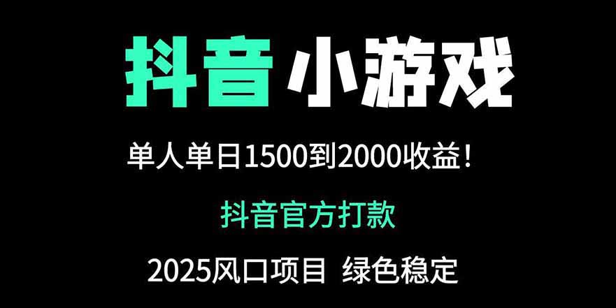 抖音官方小游戏2025全网最新玩法,暴利赚钱项目,单机日入2000+-柒浠资源网