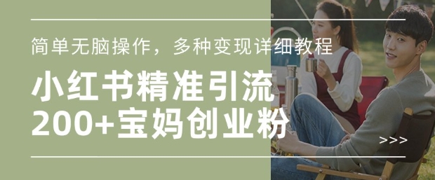 小红书混剪日引200+宝妈创业粉，简单无脑操作，多种变现详细教程-柒浠资源网
