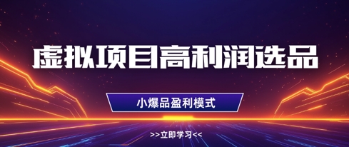 虚拟项目高利润选品方法，做好单店利润1W+，可多店倍增利润-柒浠资源网