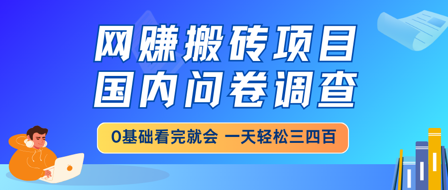 网赚搬砖项目，国内问卷调查，0基础看完就会 一天轻松三四百，靠谱副业…-柒浠资源网