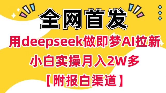 用deepseek做即梦Ai拉新 小白实操月入过W+【附报白渠道】-柒浠资源网