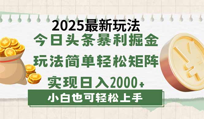 今日头条2025最新玩法，思路简单，复制粘贴，轻松实现矩阵日入2000+-柒浠资源网