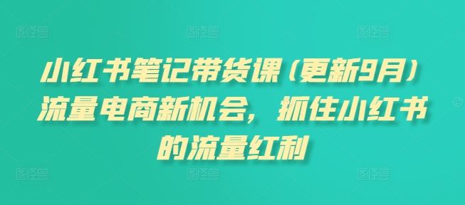 小红书笔记带货课(更新25年3月)流量电商新机会，抓住小红书的流量红利-柒浠资源网