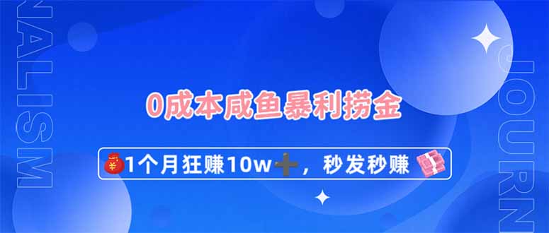 0成本闲鱼暴利捞金，1个月狂赚10W+，秒发秒赚新玩法-柒浠资源网