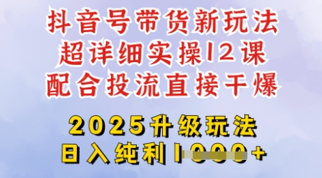 2025全新升级抖音带货玩法，一天纯利四位数，从剪辑到选品再到发布投流，超详细玩法揭秘-柒浠资源网