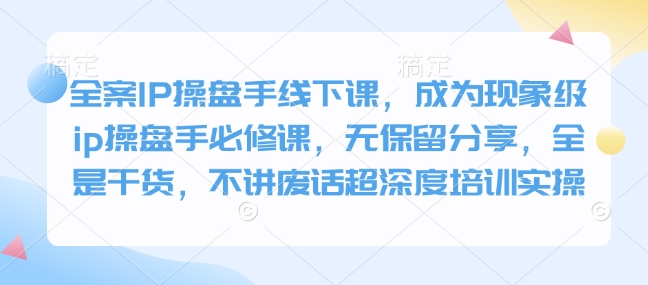 全案IP操盘手线下课，成为现象级ip操盘手必修课，无保留分享，全是干货，不讲废话超深度培训实操-柒浠资源网