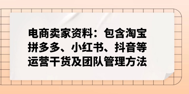 电商卖家资料:包含淘宝、拼多多、小红书、抖音等运营干货及团队管理方法-柒浠资源网