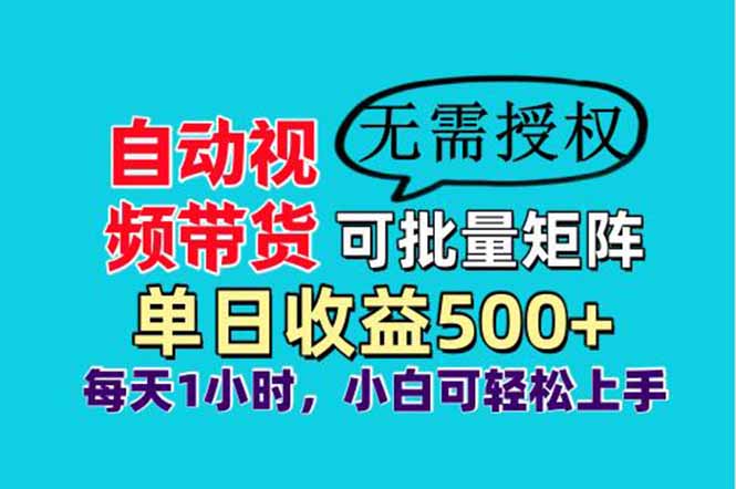 自动视频带货，可批量矩阵，单日收益500+、轻松实现睡后收益，小白可…-柒浠资源网