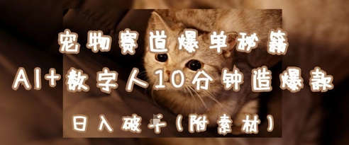 宠物赛道爆单秘籍：AI+数字人10分钟造爆款，日入1k-柒浠资源网