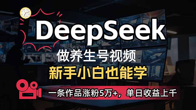 小白用DeepSeek做养生号，一条作品涨粉5万+，单日收益上千-柒浠资源网