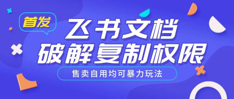 首发飞书文档破解复制权限，售卖自用均可暴力玩法-柒浠资源网