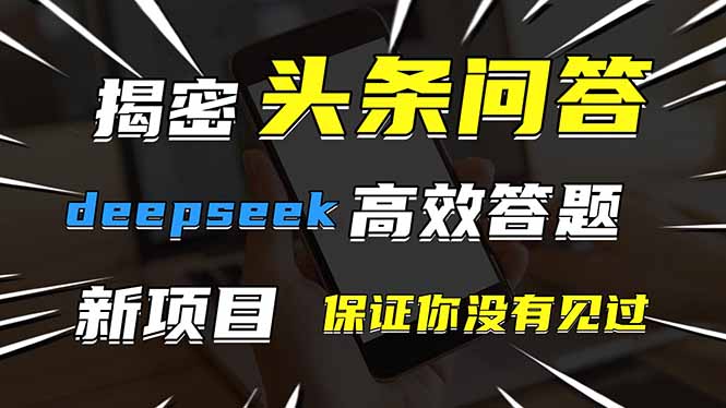 头条问答，刚出的新玩法！保证你没见过！用DeepSeek去高效答题，一个账…-柒浠资源网
