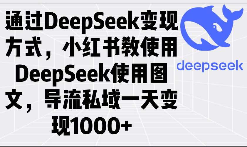 通过DeepSeek变现方式，小红书教使用DeepSeek图文，导流私域一天变现1000+-柒浠资源网