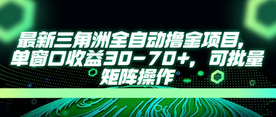 最新三角洲全自动撸金项目,单窗口收益30-70+,可批量矩阵操作-柒浠资源网