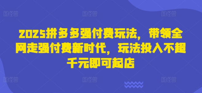 2025拼多多强付费玩法，带领全网走强付费新时代，玩法投入不超千元即可起店-柒浠资源网