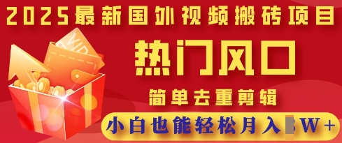 2025最新视频搬砖项目,热门风口,简单去重剪辑,小白也能轻松月入过W-柒浠资源网