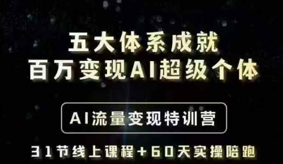 五大体系成就百万变现AI超级个体- AI流量变现特训营，一步一步教你一个人怎么年入百W-柒浠资源网
