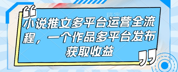 小说推文多平台运营全流程，一个作品多平台发布获取收益-柒浠资源网