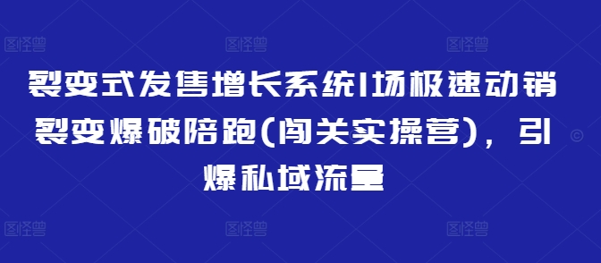 裂变式发售增长系统1场极速动销裂变爆破陪跑(闯关实操营)，引爆私域流量-柒浠资源网