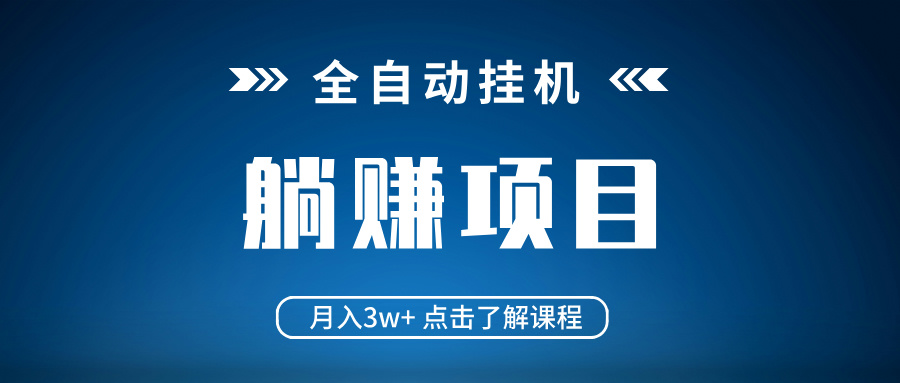 全自动挂机项目 月入3w+ 真正躺平项目 不吃电脑配置 当天见收益-柒浠资源网